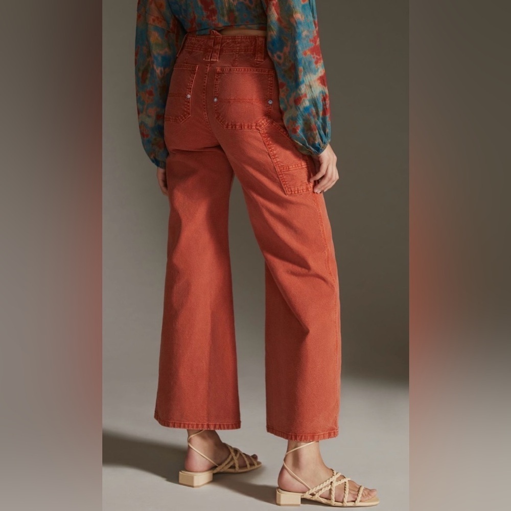 RARE Pilcro Carpenter Wide Leg Pants Orange NWT 26 - Picture 2 of 16